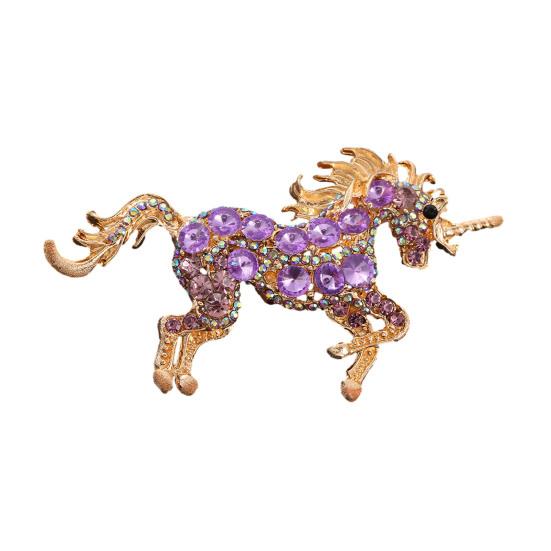 Brooch Pin Horse Design Enamel Pin with Imitation Crystals Enamel Faux Pearls Fairy Tale Brooch Artistic Accessories