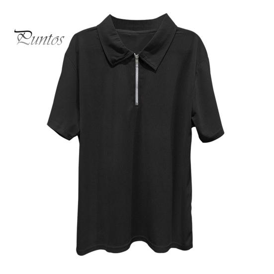 Мужская футболка с застежкой-молнией и лацканами, однотонная, с короткими рукавами, повседневная, свободная, летняя футболка для гольфа, уличной одежды, пляжа, путешествий