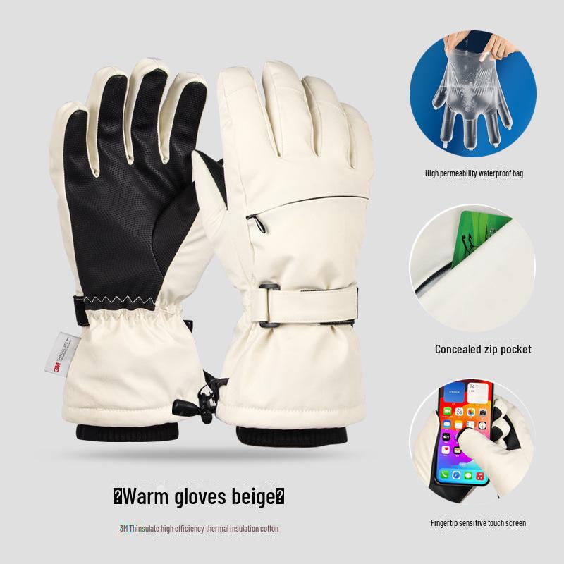 Плотные, водонепроницаемые, нескользящие зимние горнолыжные перчатки для мужчин и женщин — ветрозащитные, теплые, с сенсорным экраном, идеально подходят для активного отдыха.