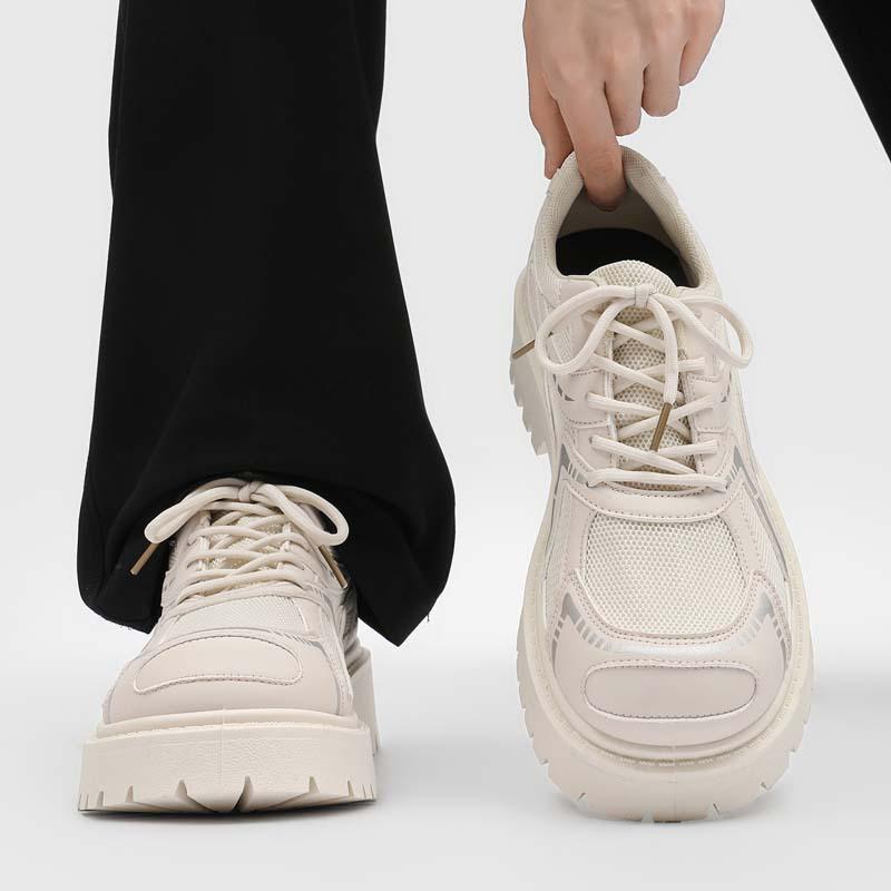 Derby shoes lace-up breathable big head shoes flow platform heightening shoes men's low-top casual shoes