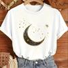 Women Summer T Shirt Retro Fashion Short Sleeve Tees Casual Moon Printed  Tops