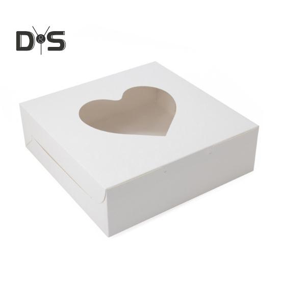 10 шт. прочная упаковочная коробка для выпечки, прочная, практичная, для свадебного торта ко Дню святого Валентина, с окошком в форме сердца