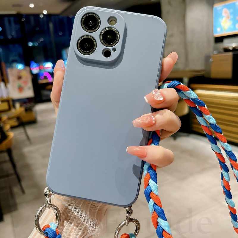 Чехол-сумка через плечо для OPPO Find X5 Lite X3 X6 Reno 11 8 7 6 5 Realme 12 Pro C53 C55, с ремешком-шнурком-косичкой из мягкого силикона
