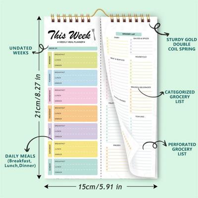 Магнитный еженедельный блокнот для планирования питания, настенный блок для планирования питания, блокнот для списка продуктов, отрывной список покупок, кухонный органайзер