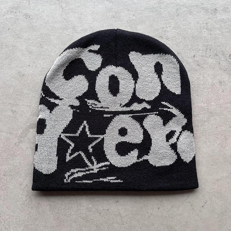 Knit Hat For Women Men With Letter Design Warm Winter Fashion Accessory