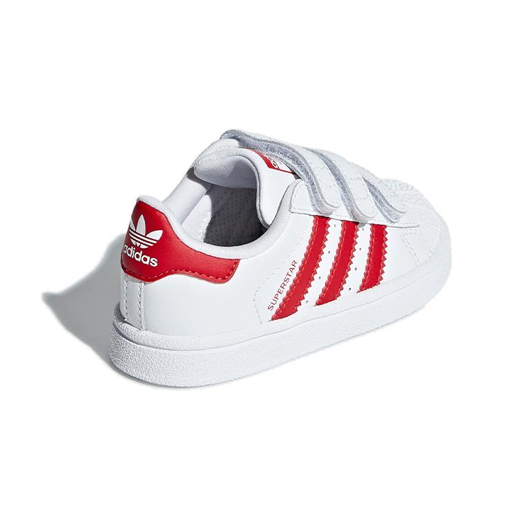 adidas Оригинальные SUPERSTAR CF Синтетическая кожа Удобные Нескользящие Низкие Детские Туфли Белый Красный Малыш CG6639