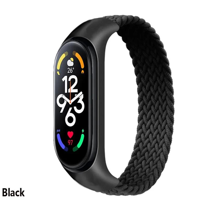 Браслет для Xiaomi Mi band 6 7 Ремешок Нейлоновый плетеный solo loop pulseira браслет Miband5 Ремешок на запястье ремешок Mi band 5 4 3 6 correa