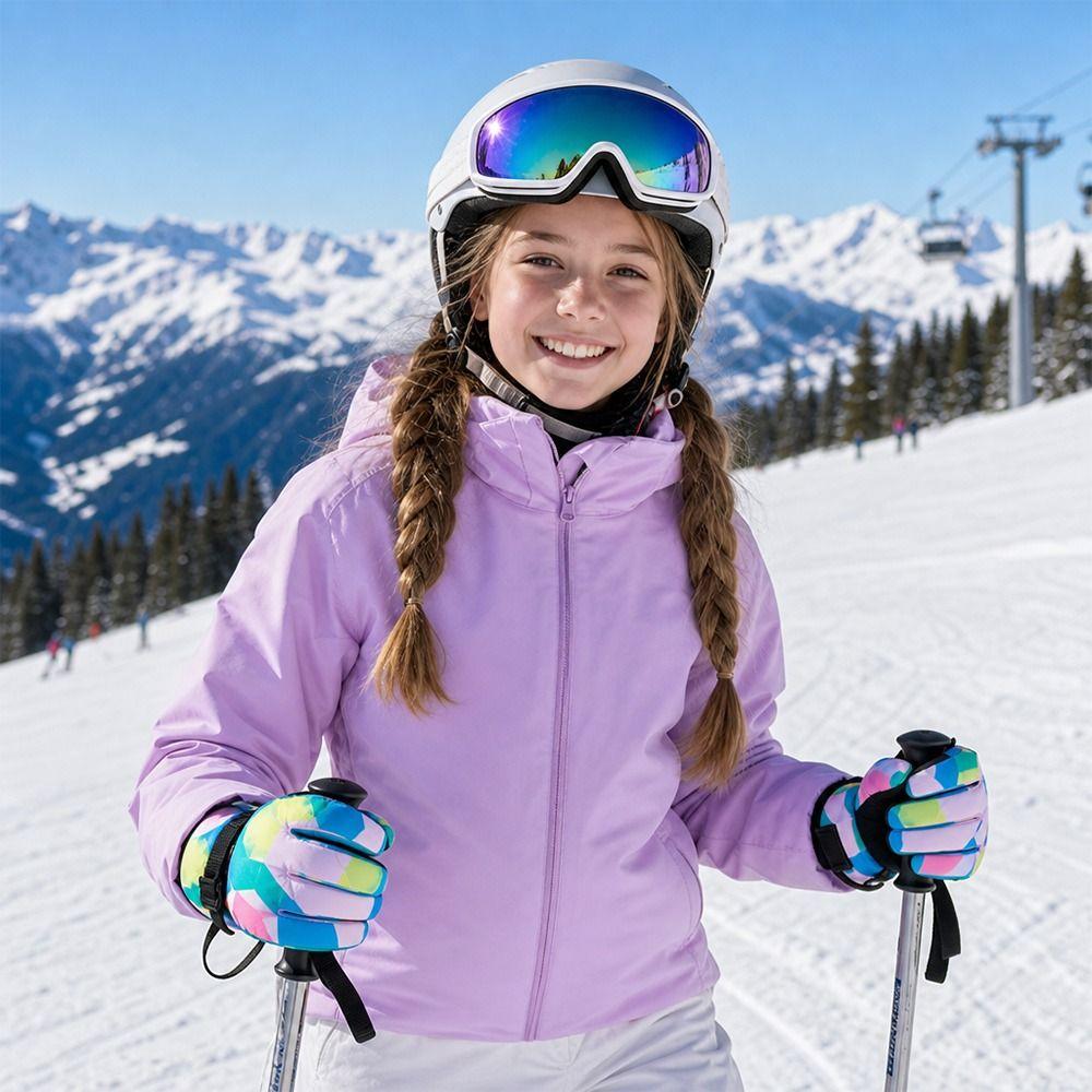 Warm Children Ski Gloves Waterproof Kids Winter Mittens Cute Snow Gloves Snow Snowboard