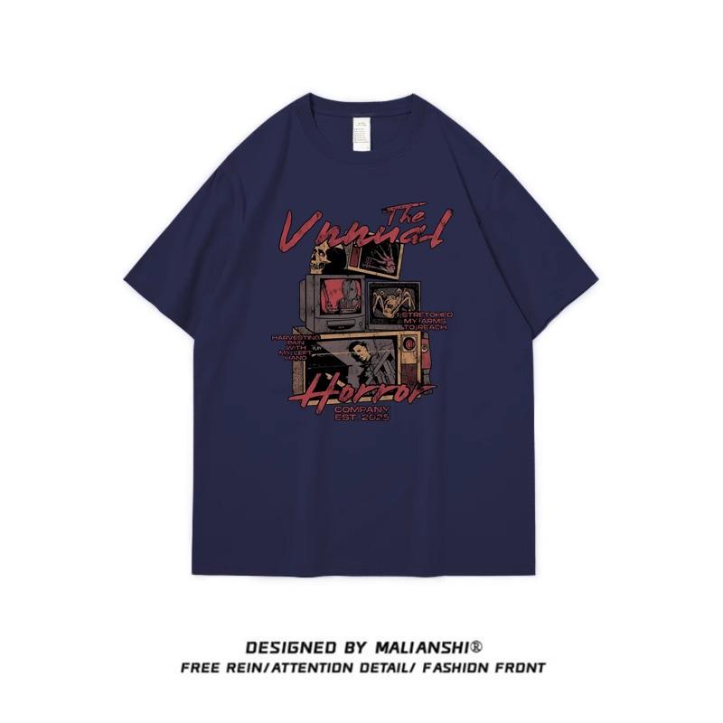 Женская футболка свободного кроя 2025 года из хлопка в стиле хип-хоп с рисунком из мультфильмов