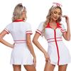 Womens Nurse Dress and Hat Costume Set Short Sleeve Front Zipper Cross Patch Dress with Headwear