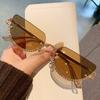 New  Vintage Half Frame Cat Eye Sunglasses Women Luxury Brand Designer Sun Glasses Punk Popular Diamond Metal Eyewear Uv400