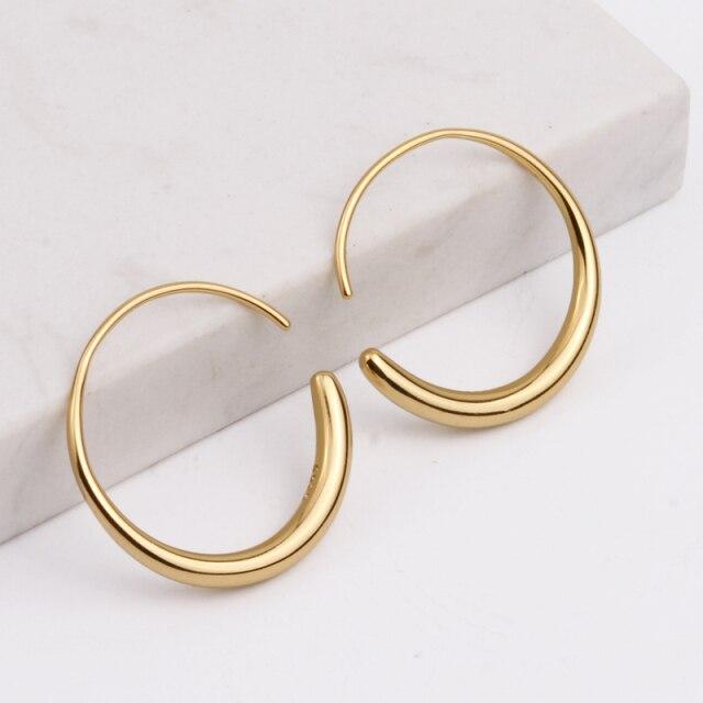 925 Sterling Silver Large Hoop Earrings for Women French Thin Gold Silver Earrings Jewelry Wholesale New