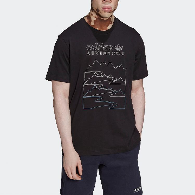 adidas Футболка Originals FW22 с круглым вырезом и логотипом, мужские топы, черная HK5007