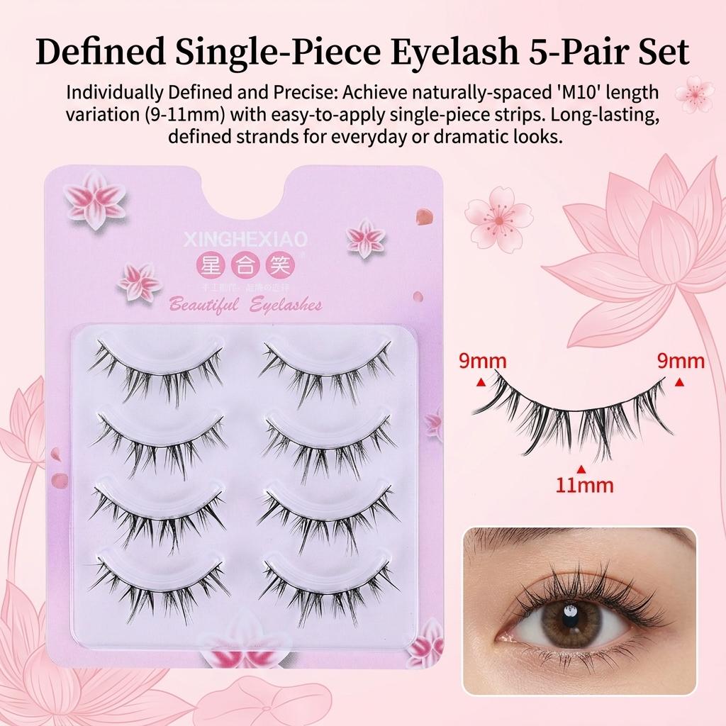 5 Pairs Natural False Eyelashes Individual Style Soft Comfortable Lightweight For Daily And Special Occasions