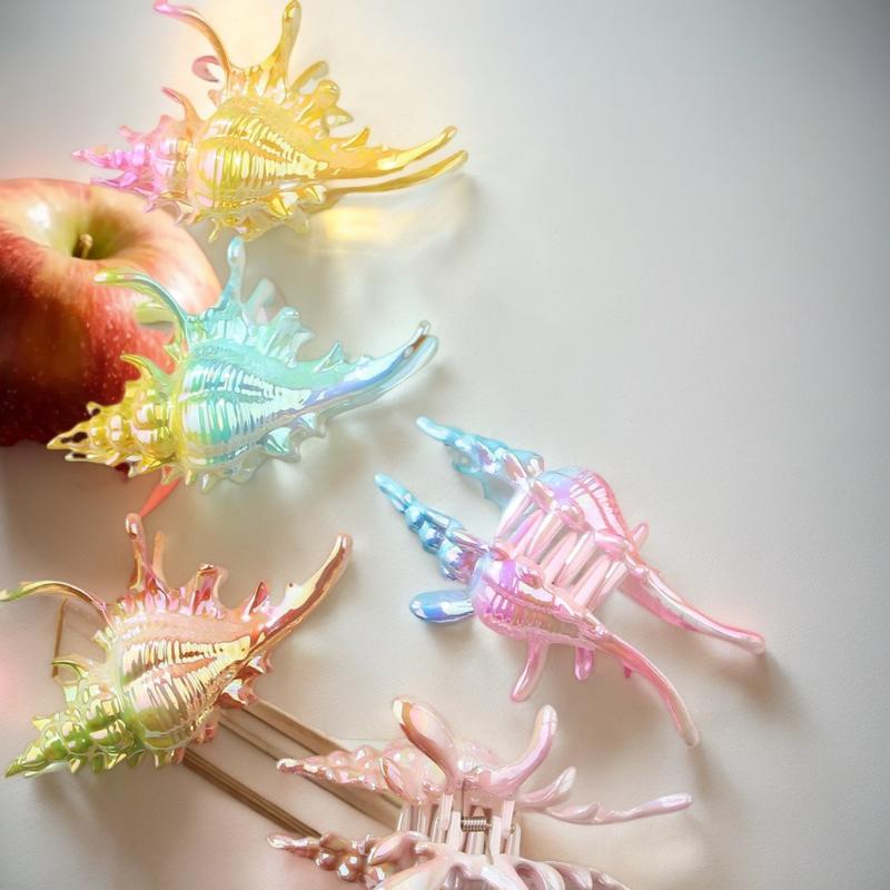 1 шт. Зажим-акула, заколка для волос в виде раскрашенной раковины, красочный аксессуар, обязательный для летних пляжных причесок