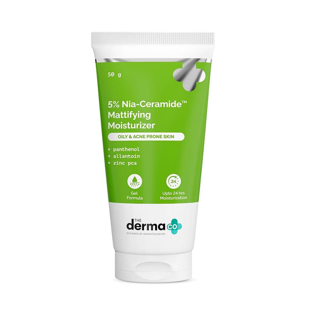 Увлажняющий крем The Derma Co 5% Ниа-Керамид Матирующий | 24 часа Увлажнения | Смесь из 5 Керамидов | Укрепляет Кожный Барьер | Для Жирной и Акне-склонной Кожи