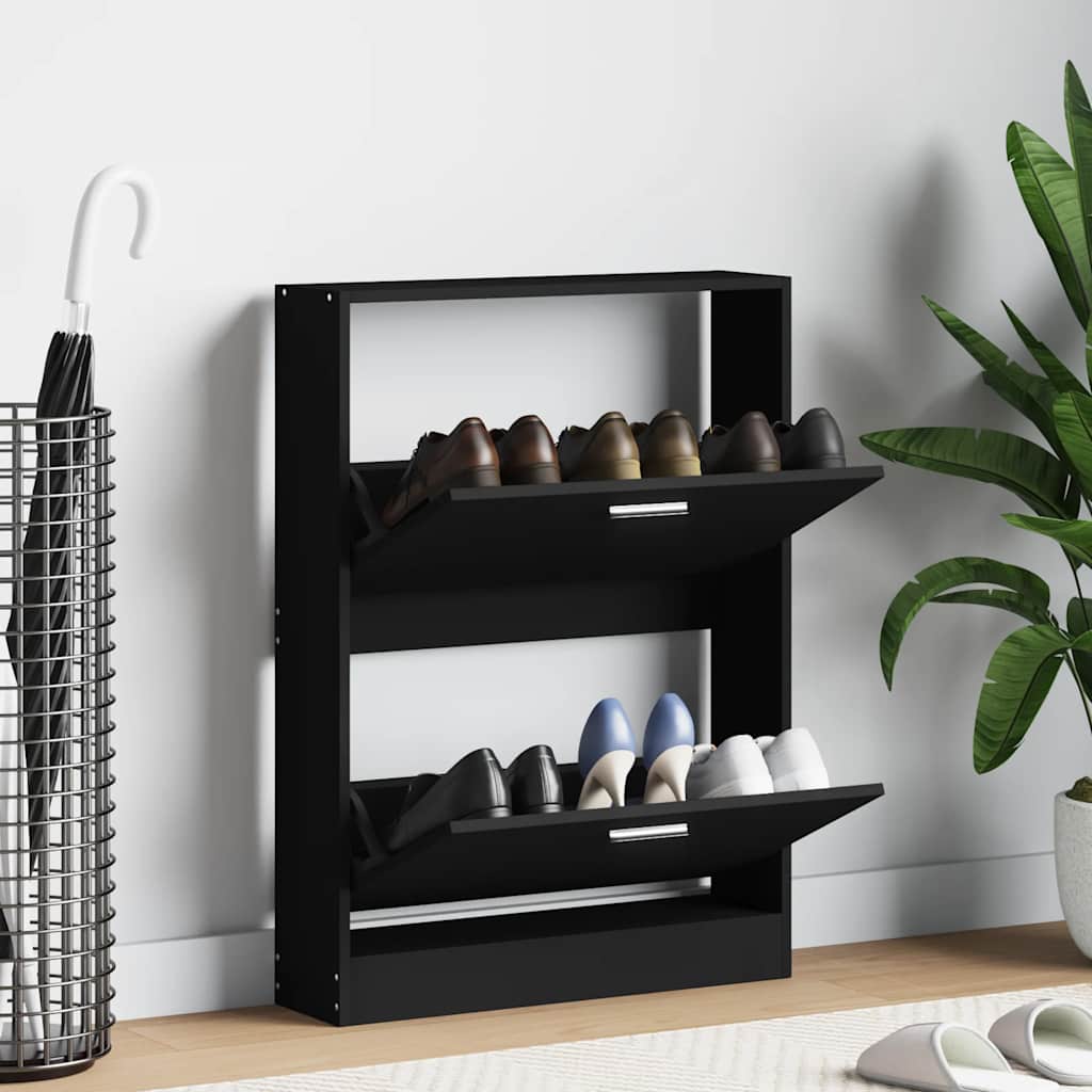 Shoe Cabinet Black 59 x 17 x 81 cm Particleboard