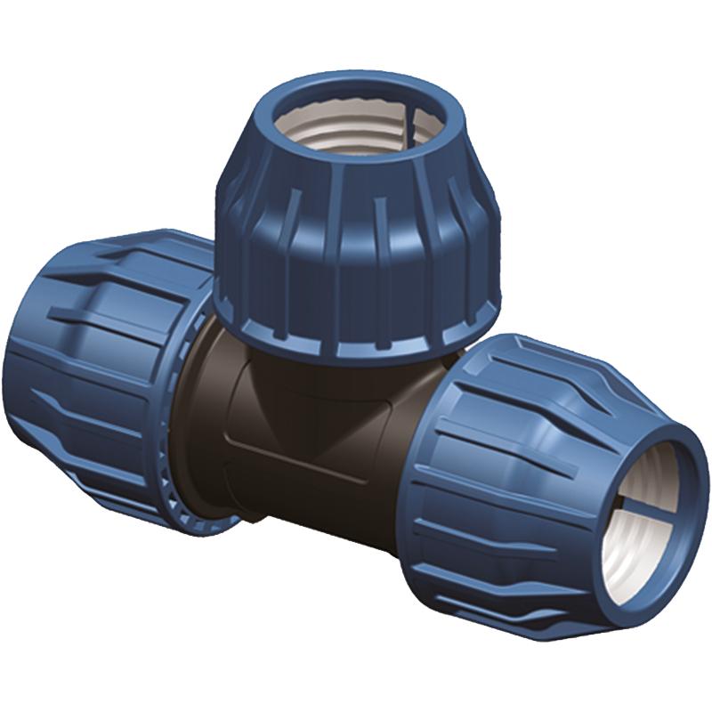 PP tee 3x25mm for water pipes PE PN16 BAR