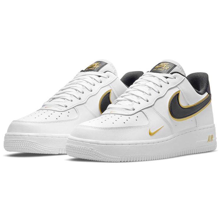 Nike Air Force 1 07 LV8 Metallic Swoosh Pack — белые мужские кроссовки с металлическим золотом, черные DA8481-100
