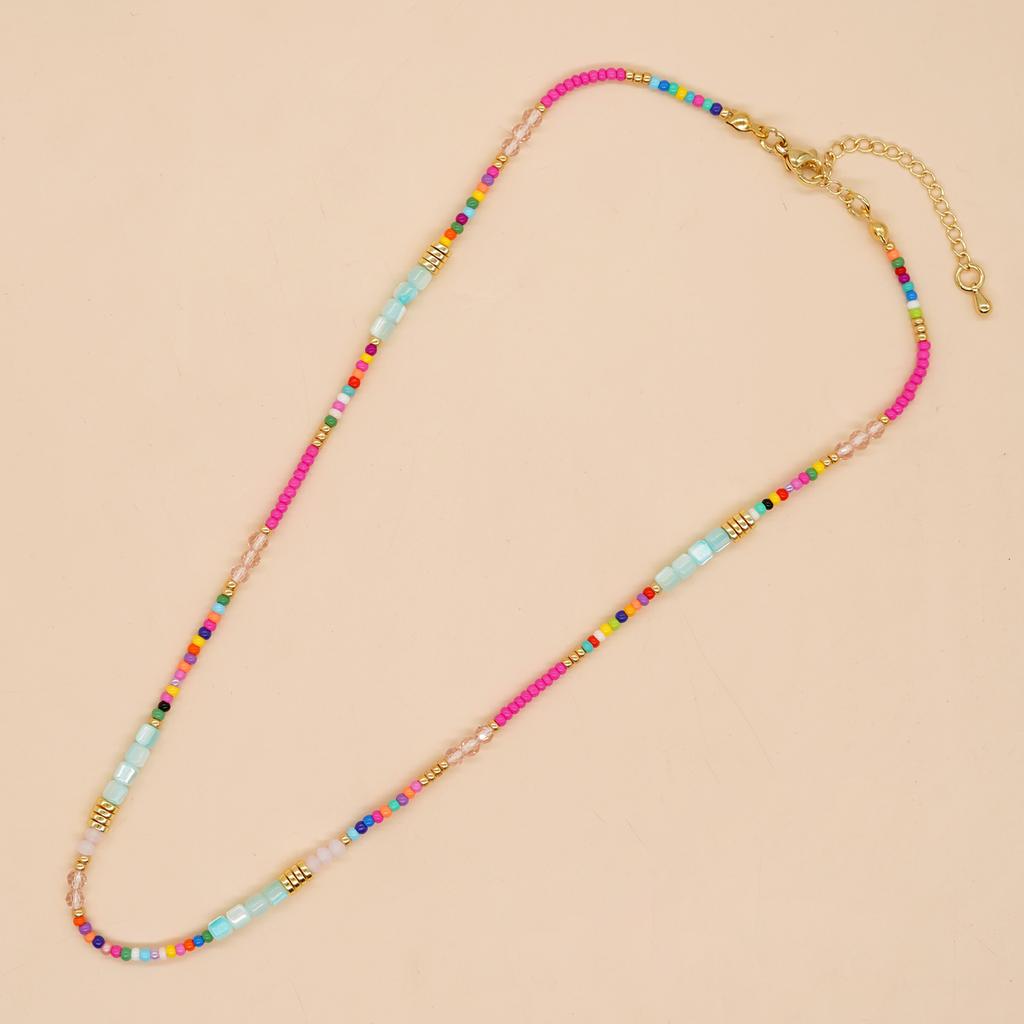 Go2boho Богемные бусинные ожерелья для женщин Радужные разноцветные Летние богемные смешанные бусины Хрустальные ожерелья Чокер Пляжные украшения