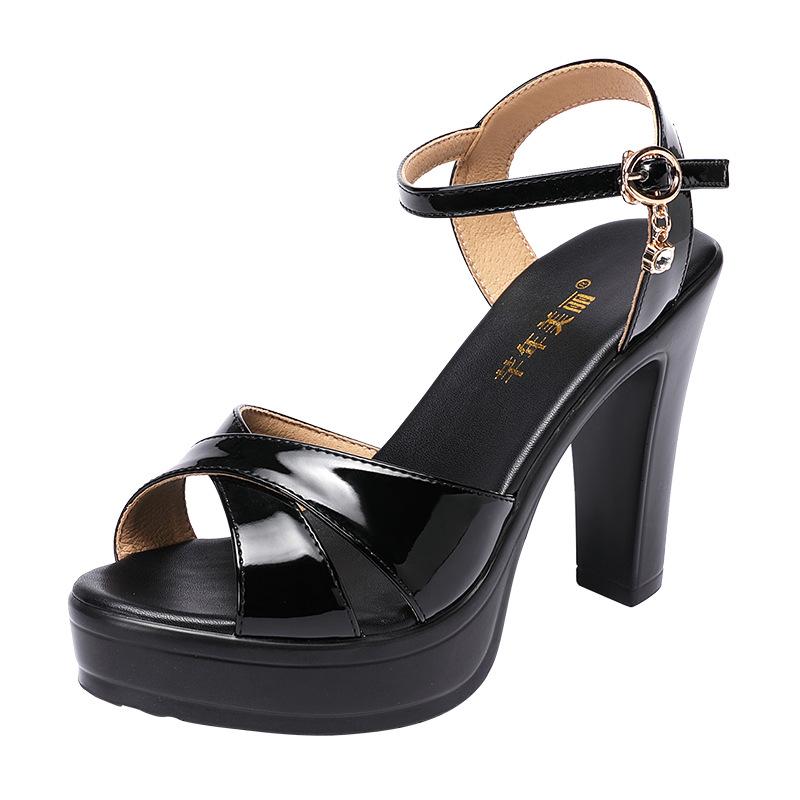 Модные босоножки на платформе и блочном каблуке, женские свадебные туфли 2025 года, летние босоножки на каблуке 10 см, женские туфли-лодочки, большой размер 32-43