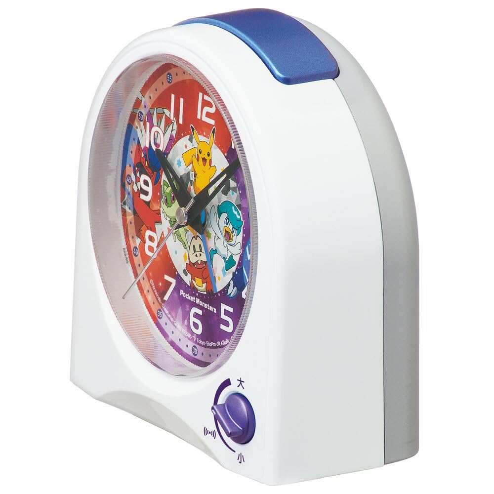 Seiko Clock Alarm Table Character 115 x 115 x 55 CQ425W Clock, Clock, Design, Pokémon, White, mm,