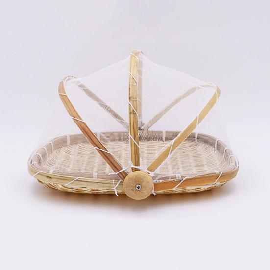 Food Tent Mesh Anti-deform Bamboo Woven Eco-friendly Portable Dishes Cover Kitchen Supplies