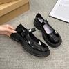 Platform Mary Jane Small Leather Shoes Women's Spring and Autumn Shoes Round Head Velcro Single Shoes