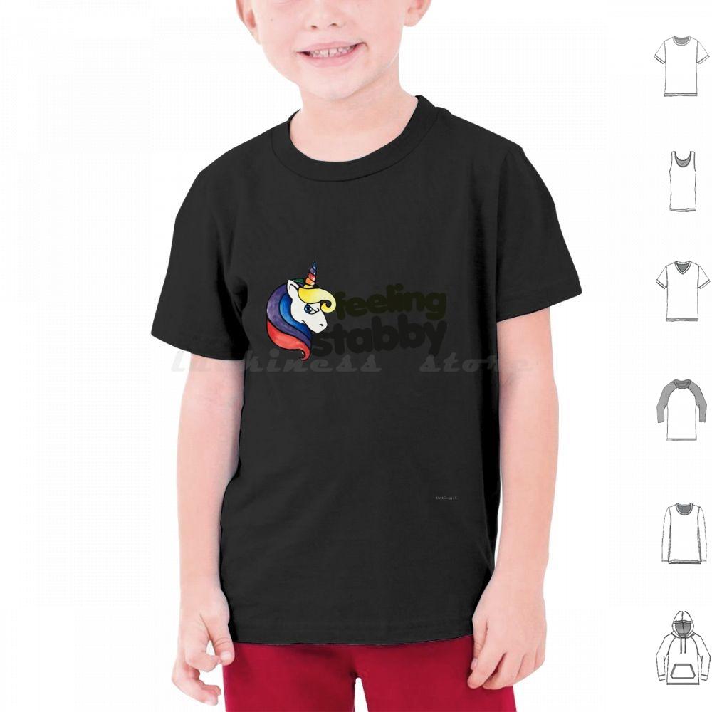 Feeling Stabby T Shirt Cotton Men Women DIY Print Feeling Stabby Stabby Unicorn Unicorns Retro Rainbow Attitude Sass Sassy