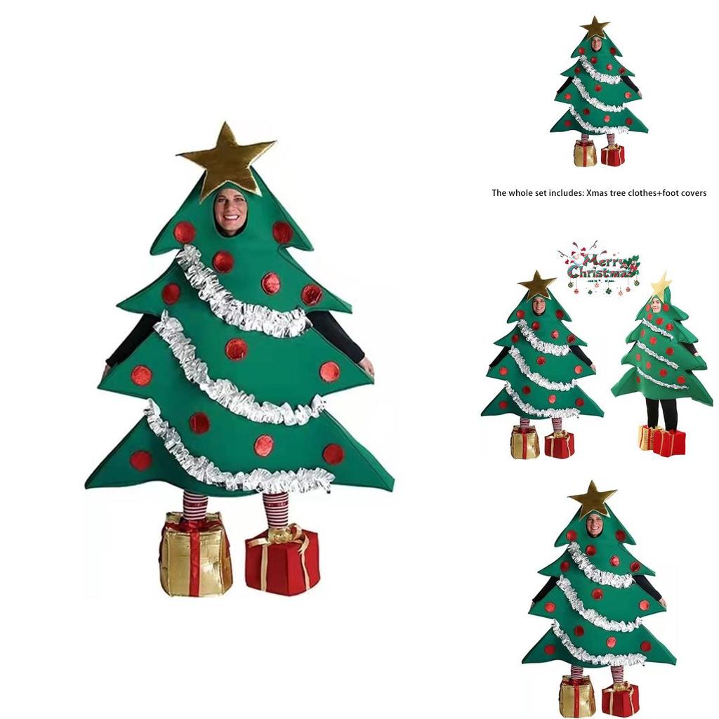 Colorful Vibrant Cheerful Christmas Tree Cosplay Costume Funny Clothes Suit Xmas Fancy Dress Party Adults