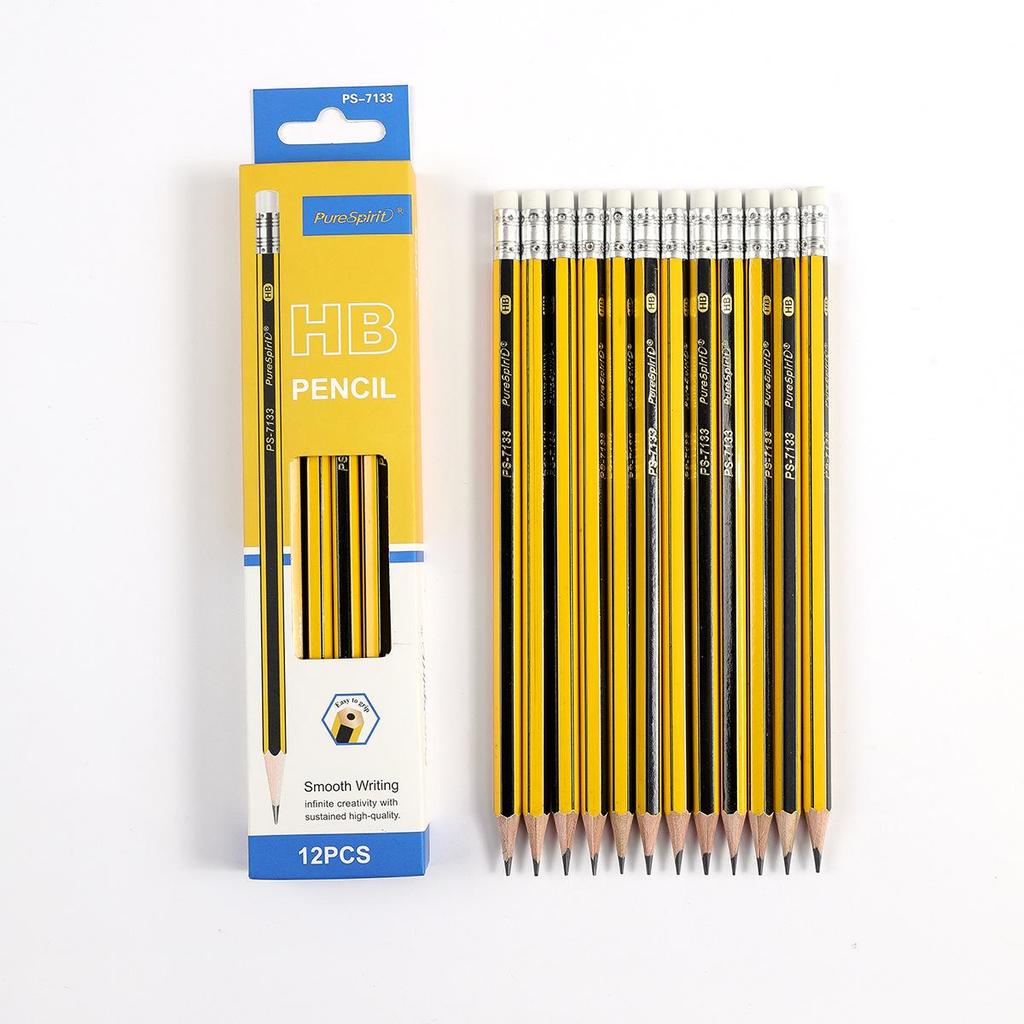 12-Piece HB Pencils with Erasers – Smooth Writing for Primary Students