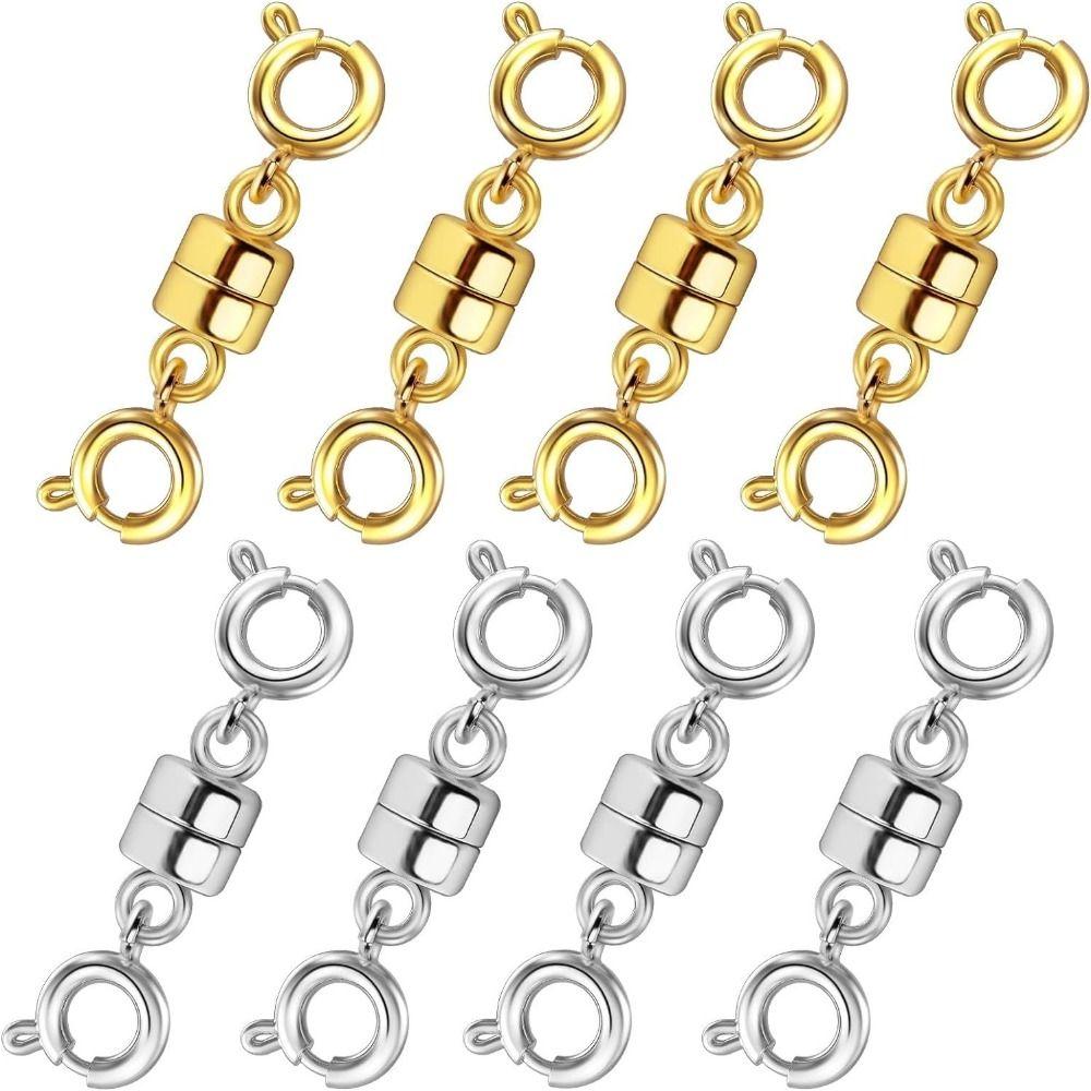 8Pcs DIY Jewelry Double Magnetic Necklace Clasps Jewelry Clasps Converters Beads Chain