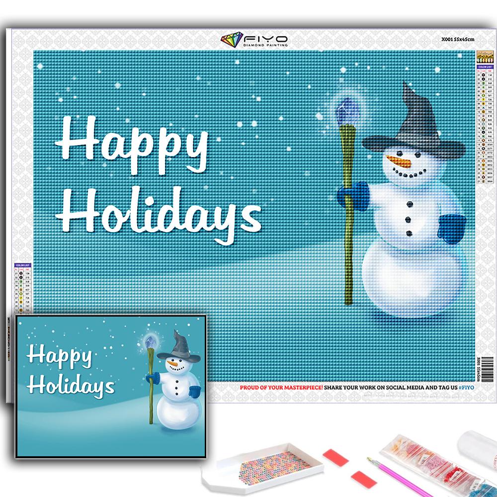 Алмазная картина Рождественская елка Санта-Снеговик Вышивка крестом Стразы Домашний декор