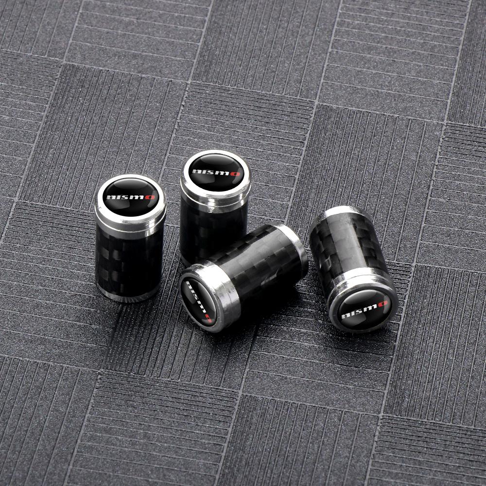 CHUQAZ1 4pcs Car Style Wheel Tire Carbon Fiber Metal Valve Cover Tire Dust Cover For Nissan Nismo X-Trail Qashqai Micra Patrol Maxima