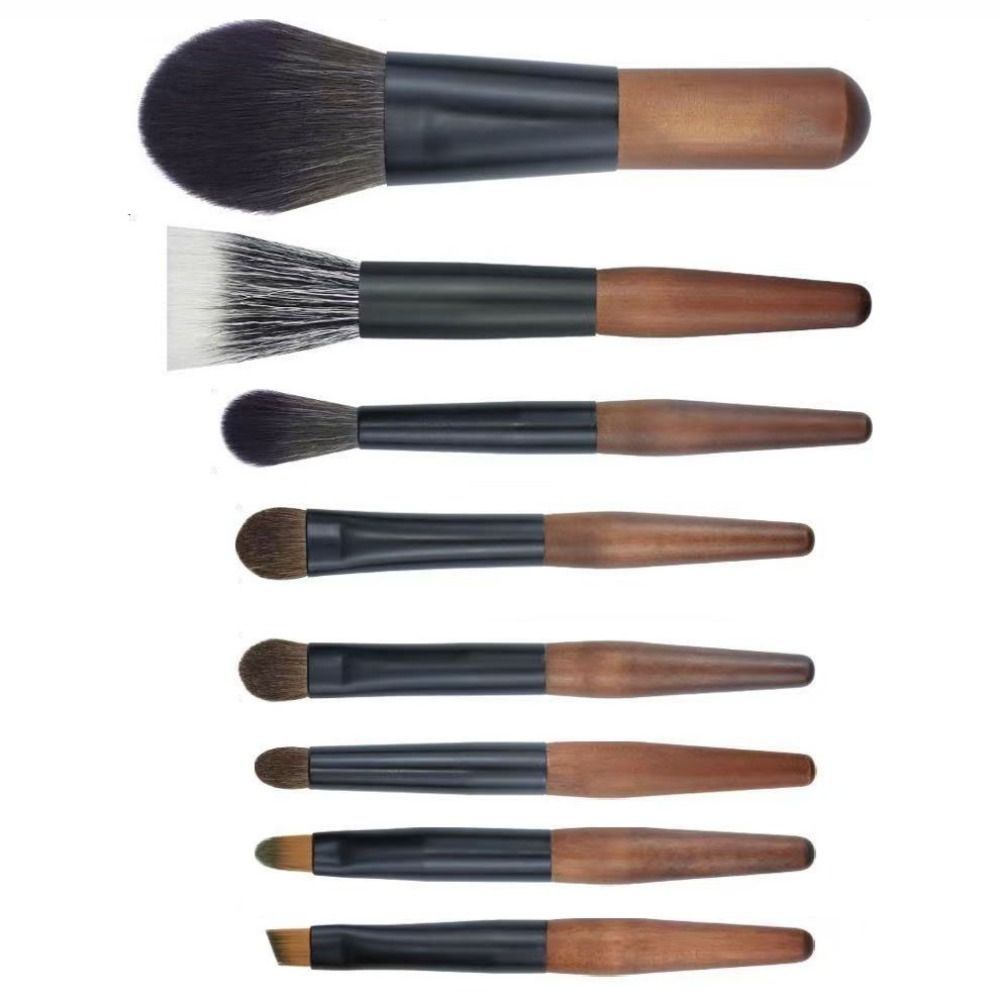 12Pcs Compact Mini Makeup Brush Set Wood Handle Concealer Brush Set Lip Liner Brush Set Travel