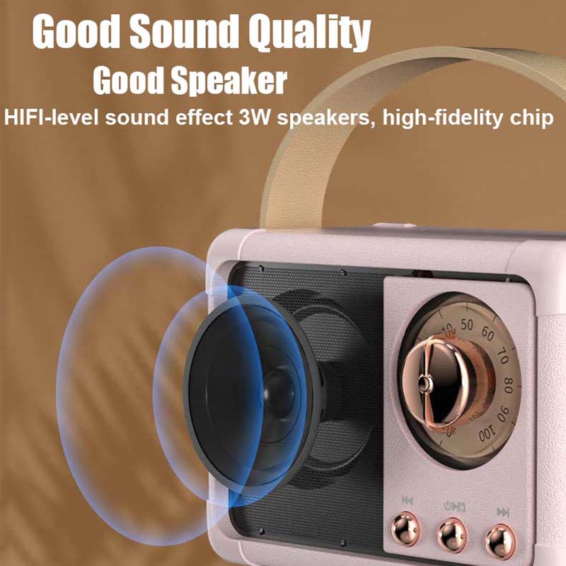 Ретро Hi-Fi стерео Bluetooth V5.0 Динамик Портативный беспроводной винтажный динамик Пластик 3 Вт Полный диапазон 50 Гц-20 кГц Музыкальный плеер
