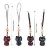 Chinese Style Pendant Mobile Phone Ring Sandalwood Key Chain Lucky Cat Pendant Key Chain Strap