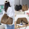 Simple Canvas Handbag For Women Large Capacity Tote Bag Travel Solid Color  Reusable Shoulder Bag