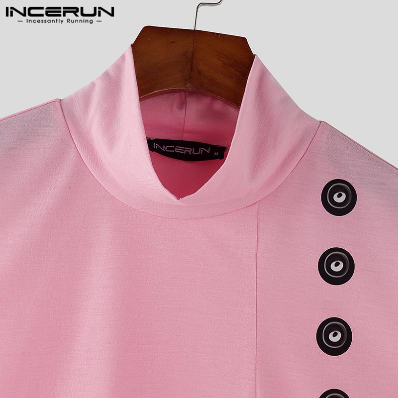 INCERUN Мужские летние свободные тонкие майки с высоким воротом и без рукавов с принтом 