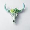 Retro Flower Cow Skull Ornaments Resin Bull Head Figurines Art Craft White Ox Head Miniature Ornament for Bar Hotel Living Room