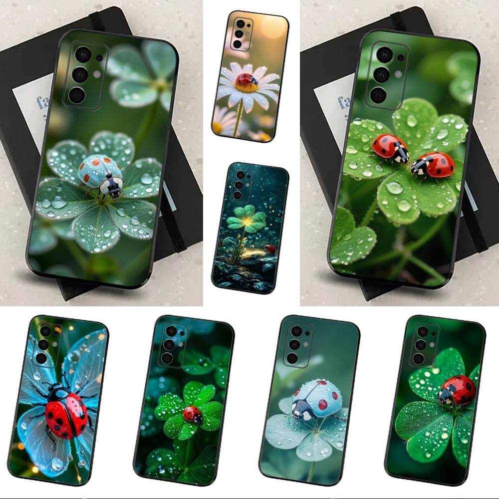 Чехол-божья коровка для Samsung Galaxy A73,52,71,53,32,72,41,J7,22,Note,31,8,9, Мягкий черный силиконовый чехол