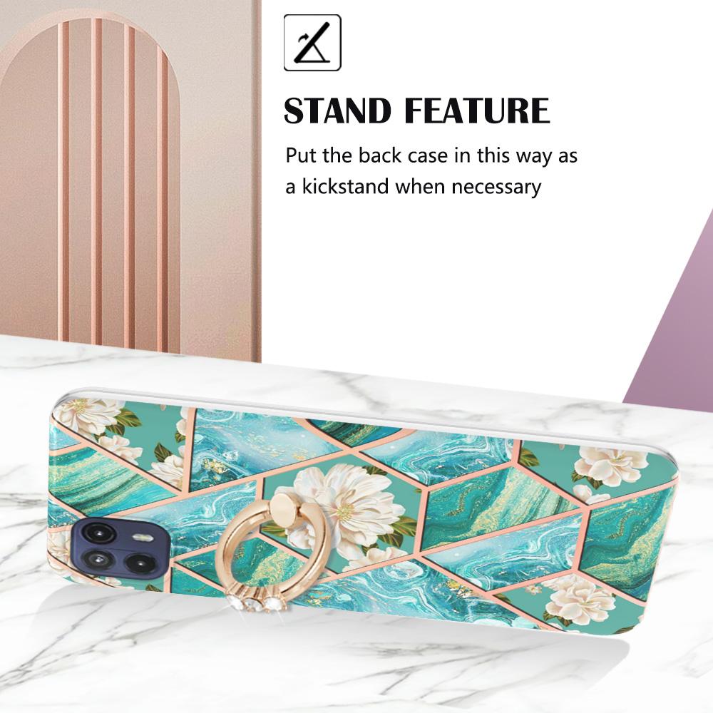 Ультратонкий чехол для телефона IMD ​​с золотой каймой и сеткой из мрамора и цветов для Motorola Moto E20, E30, E40, G31, G41, G50, G51, G71, G10, G20, G30, G40, G60...