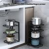 Kitchen Pot Rack Versatile Kitchenware Organizer Adjustable Multi-layer Pot Storage Rack with Strong Load-bearing for Under-sink