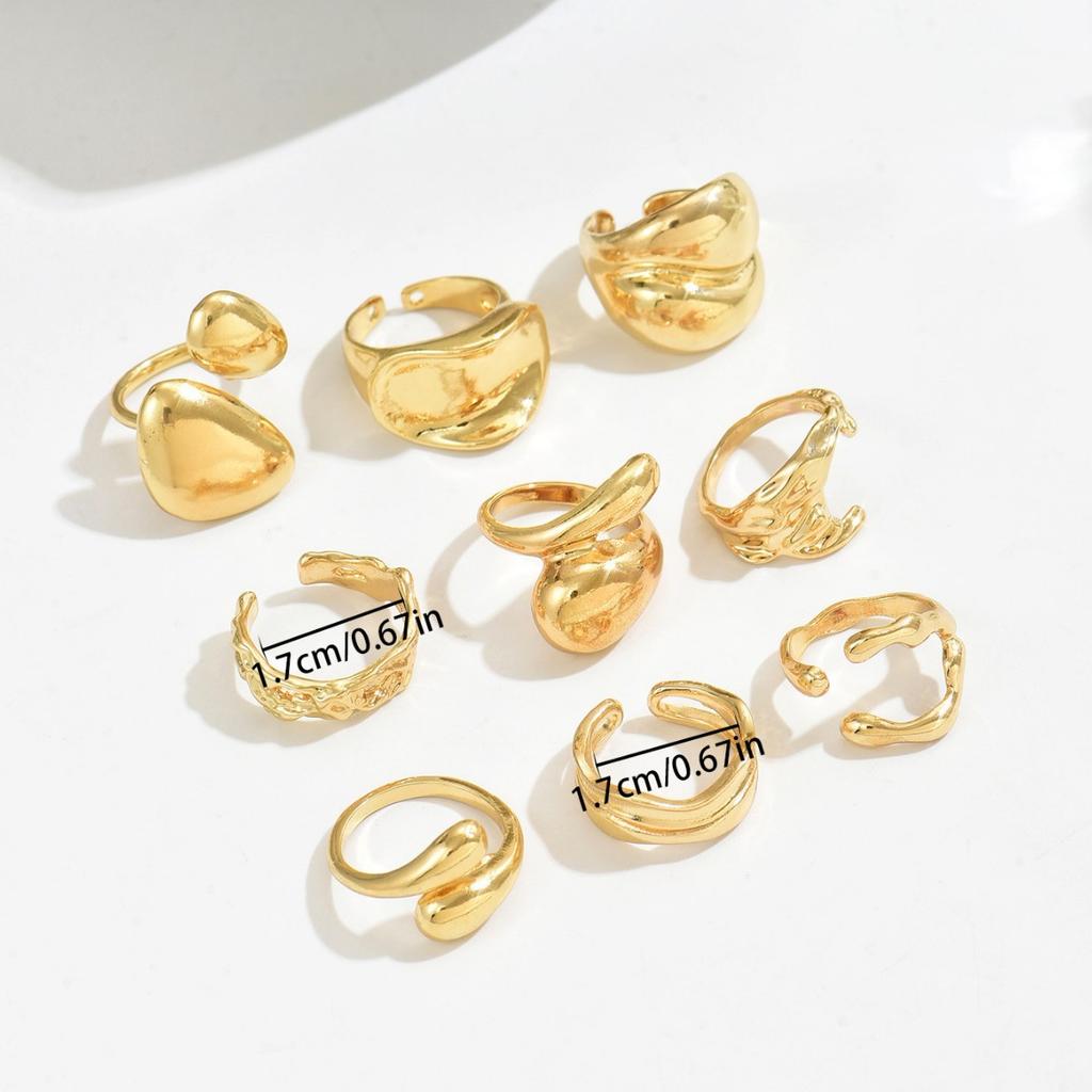 Accessories, Personalized Geometric Metal Wind 18k Electroplating Ring Set Versatile Premium Ladies Ring