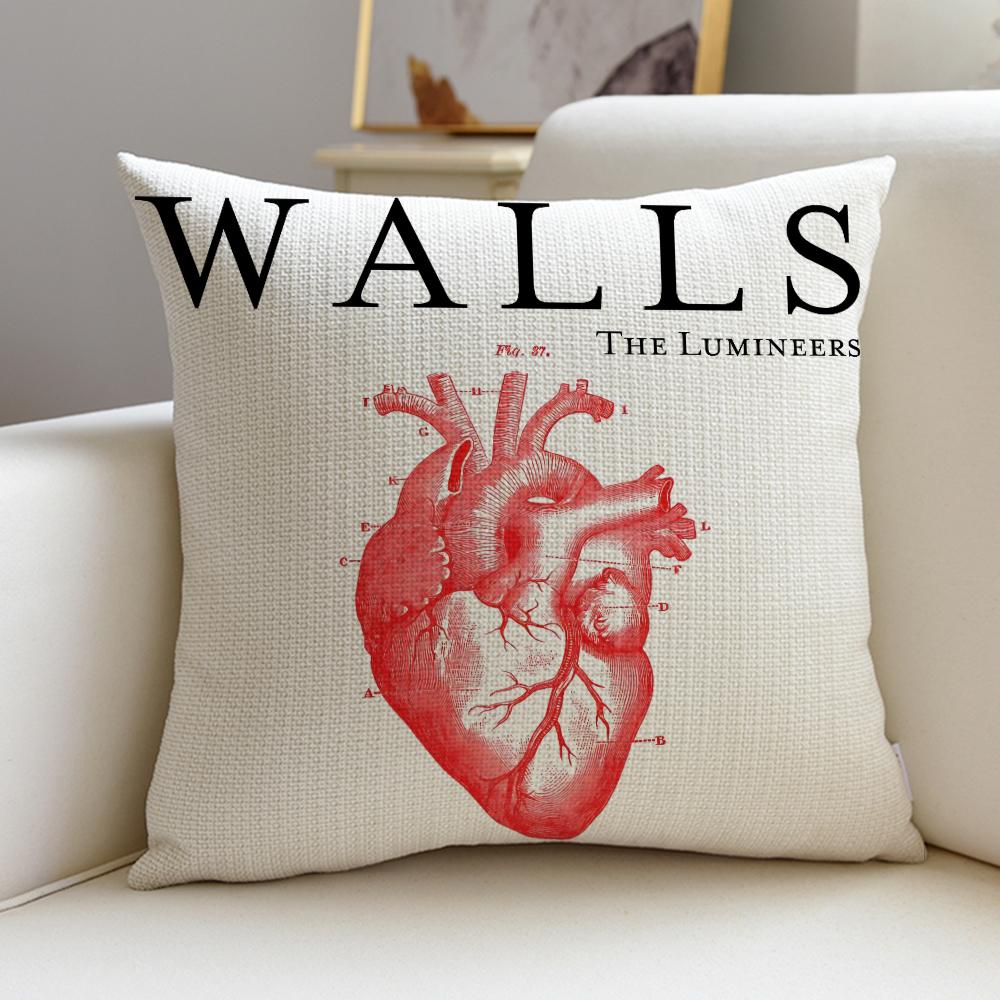 Folk TThe LumineersS Cushion Cover Breathable and skinfriendly linen pillowcase square removable and washable cushion