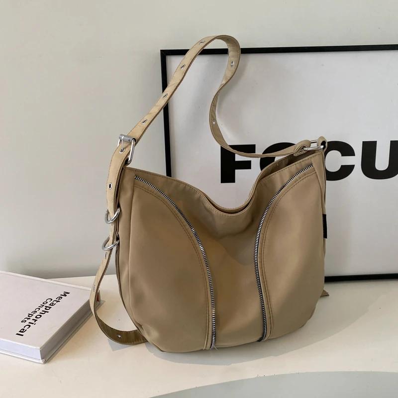 Твердая большая вместительная сумка через плечо для швейных ниток для женщин с мягким внутренним карманом на молнии из нейлона, высокое качество