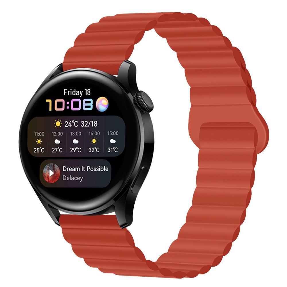 Двухцветный силиконовый магнитный ремешок для часов Huawei GT3/4/GT5 и Samsung Watch4 Pro (20 / 22мм)