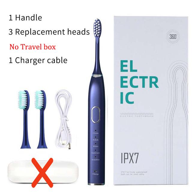 Звуковая перезаряжаемая металлическая зубная щетка для взрослых IPX7, водонепроницаемая, отбеливающая зубы, чистая чувствительная ультразвуковая электрическая зубная щетка