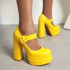 Women High Heels Mary Jane Shoes Platform Chunky Heeled Ladies Pumps