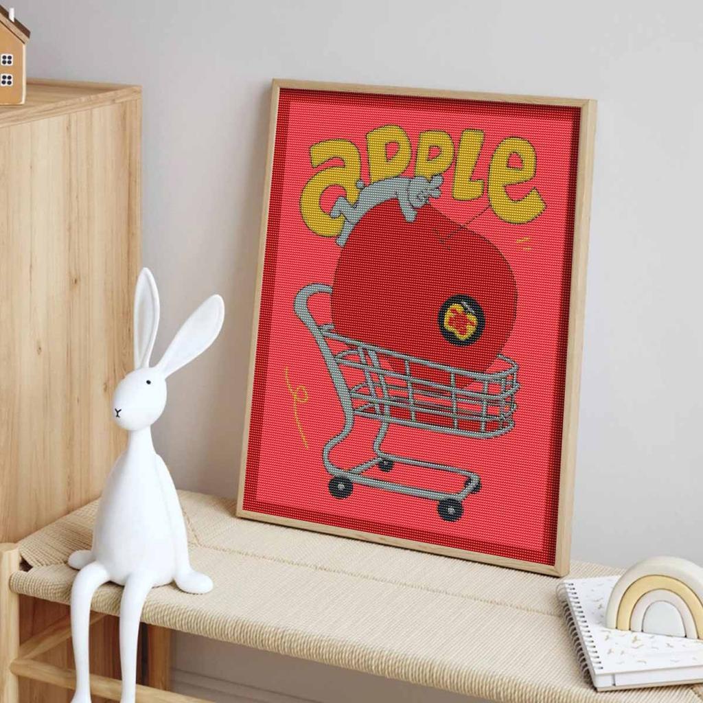 Diamond painting kit heart apple shopping cart full diamond round mosaic handmade. home decoration gift
